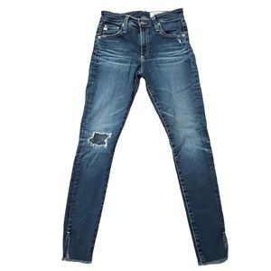 AG Jeans Farrah Ankle Skinny Distressed Slit Hem 12 Years Wash